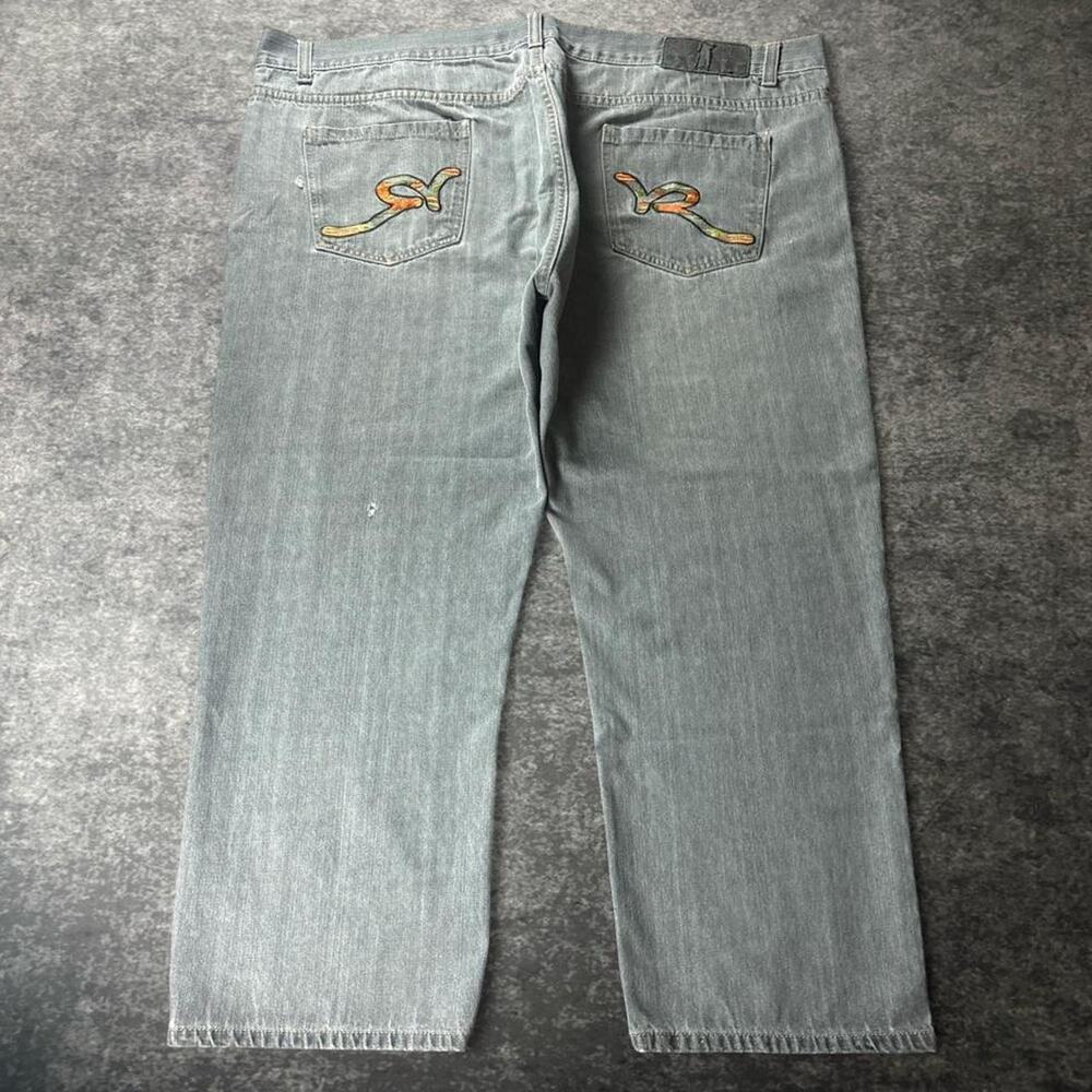 Vintage Y2K Rocawear Jeans Men’s 54x32 Baggy Gray Embroidered Hip Hop Denim